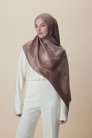 FARAH MULBERRY İPEK ŞAL 70*190 - SÜTLÜ KAHVE