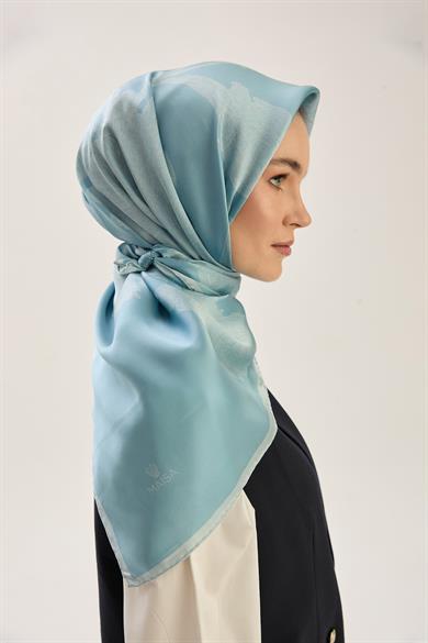FARAH SURA İPEK EŞARP 90*90 CM - MAVİ