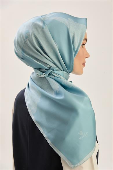 FARAH SURA İPEK EŞARP 90*90 CM - MAVİ
