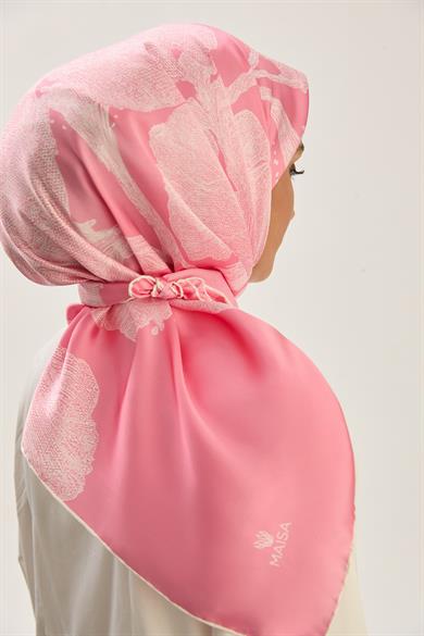 FARAH SURA İPEK EŞARP 90*90 CM - PEMBE