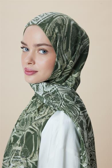 FASL PAMUK İPEK ŞAL 70*190 CM - HAKİ