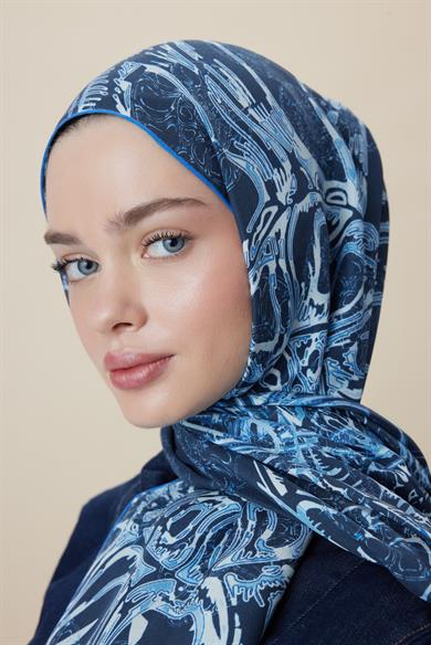 FASL PAMUK İPEK ŞAL 70*190 CM - LACİVERT