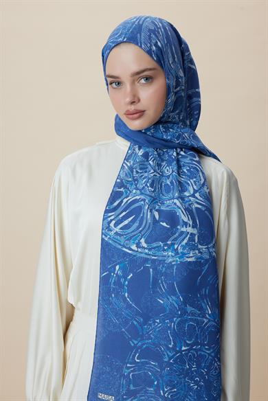 FASL PAMUK İPEK ŞAL 70*190 CM - MAVİ