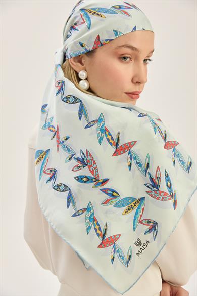 FER PAMUK İPEK ŞAL 70*190 CM - AÇIK MAVİ