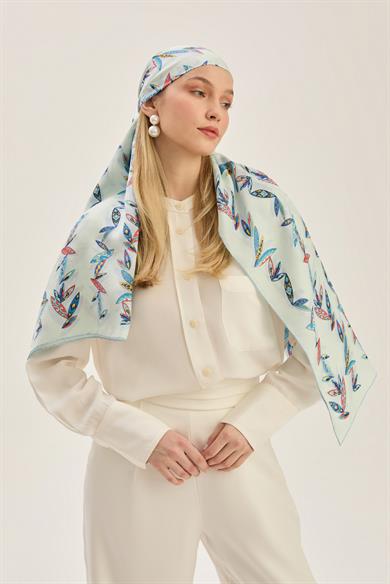 FER PAMUK İPEK ŞAL 70*190 CM - AÇIK MAVİ