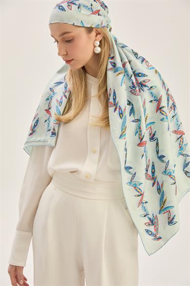 FER PAMUK İPEK ŞAL 70*190 CM - AÇIK MAVİ