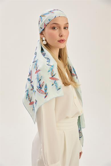 FER PAMUK İPEK ŞAL 70*190 CM - AÇIK MAVİ