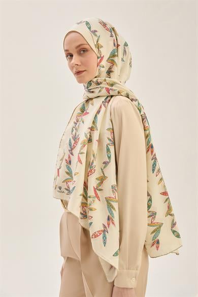 FER PAMUK İPEK ŞAL 70*190 CM - BEJ