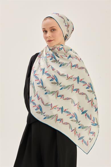 FER PAMUK İPEK ŞAL 70*190 CM - PETROL MAVİ