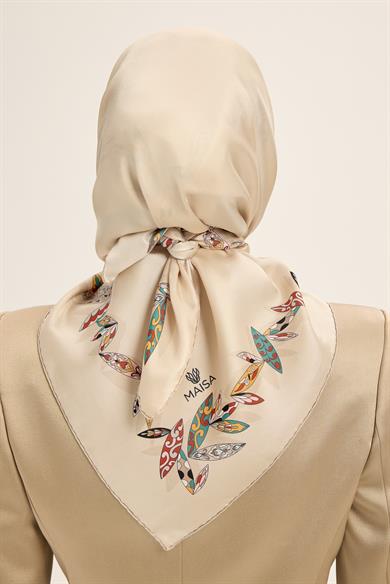 FER TİVİL İPEK EŞARP 90*90 CM - BEJ