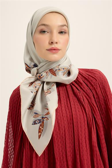 FER TİVİL İPEK EŞARP 90*90 CM - GRİ