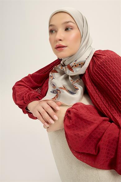 FER TİVİL İPEK EŞARP 90*90 CM - GRİ