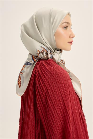 FER TİVİL İPEK EŞARP 90*90 CM - GRİ