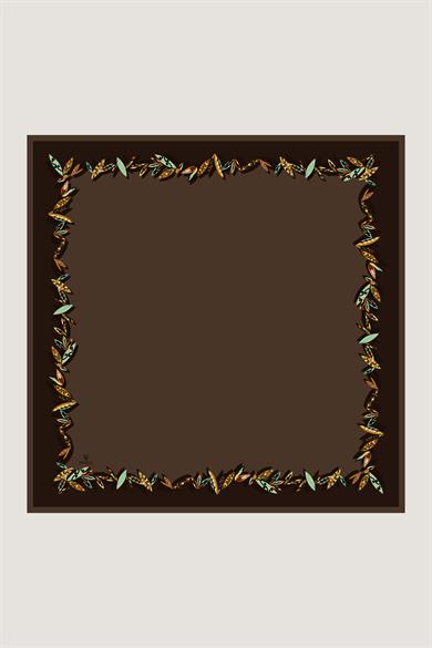 FER TİVİL İPEK EŞARP 90*90 CM - KAHVERENGİ