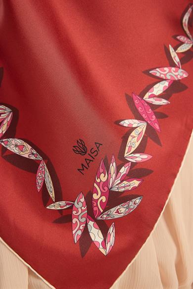 FER TİVİL İPEK EŞARP 90*90 CM - KIRMIZI