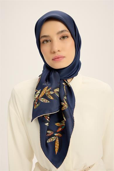 FER TİVİL İPEK EŞARP 90*90 CM - LACİVERT