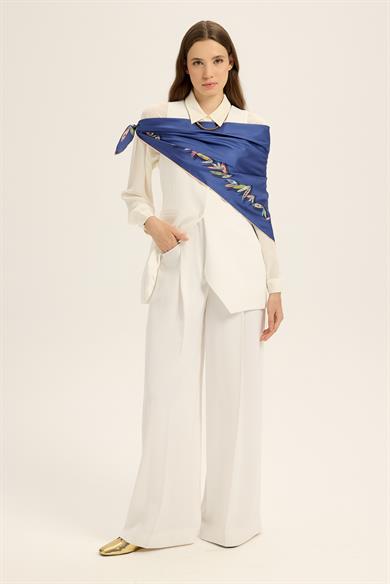 FER TİVİL İPEK EŞARP 90*90 CM - SAKS