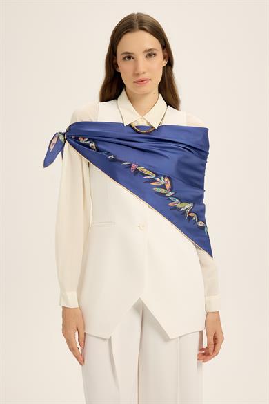 FER TİVİL İPEK EŞARP 90*90 CM - SAKS