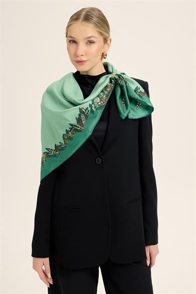 FER TİVİL İPEK EŞARP 90*90 CM - YEŞİL
