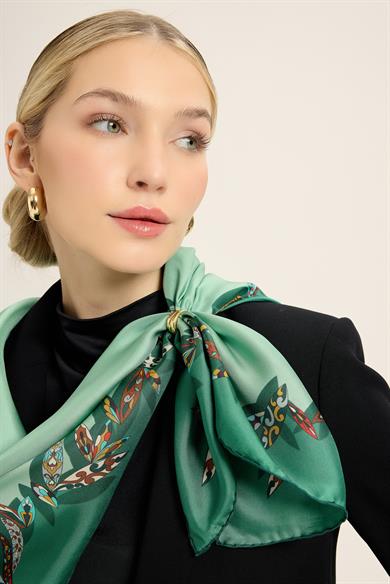 FER TİVİL İPEK EŞARP 90*90 CM - YEŞİL