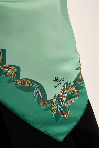 FER TİVİL İPEK EŞARP 90*90 CM - YEŞİL