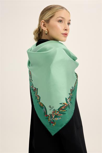 FER TİVİL İPEK EŞARP 90*90 CM - YEŞİL