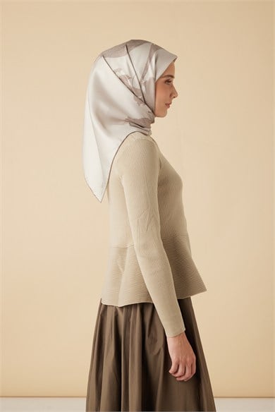 FERYA MULBERRY İPEK EŞARP 90*90 CM - BEJ