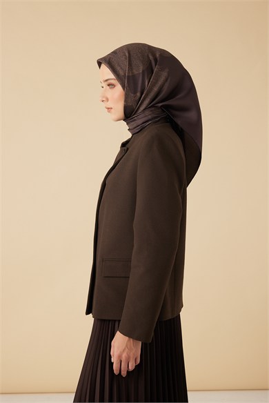 FERYA MULBERRY İPEK EŞARP 90*90 CM - KAHVERENGİ