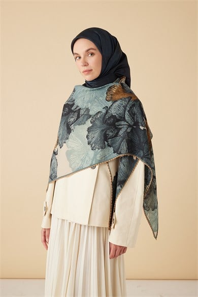 FERYA MULBERRY İPEK EŞARP 90*90 CM - LACİVERT