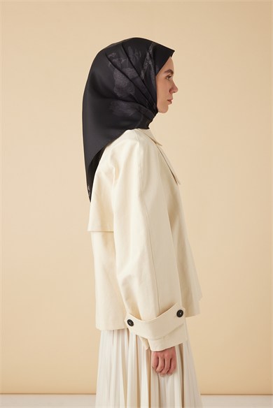 FERYA MULBERRY İPEK EŞARP 90*90 CM - SİYAH