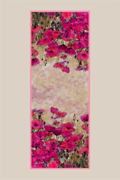 GELİNCİK KREP İPEK ŞAL 70*190 CM - FUŞYA