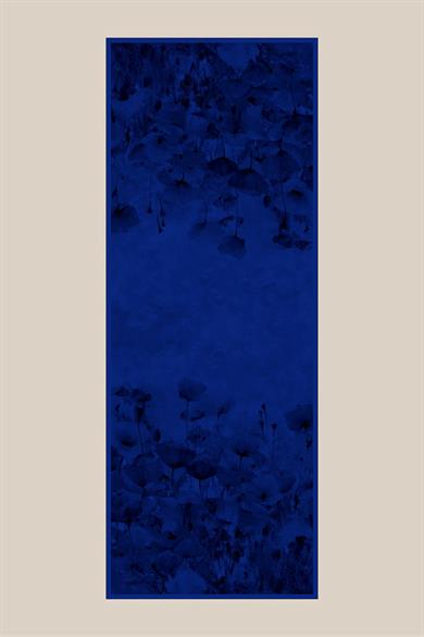 GELİNCİK KREP İPEK ŞAL 70*190 CM - GECE MAVİSİ