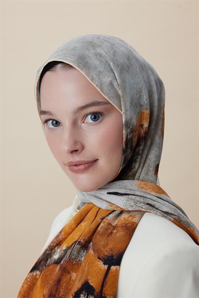 GELİNCİK KREP İPEK ŞAL 70*190 CM - GOLD
