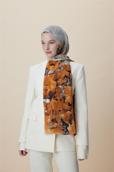 GELİNCİK KREP İPEK ŞAL 70*190 CM - GOLD