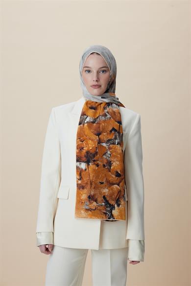 GELİNCİK KREP İPEK ŞAL 70*190 CM - GOLD