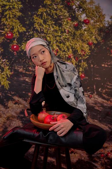 GELİNCİK KREP İPEK ŞAL 70*190 CM - GRİ