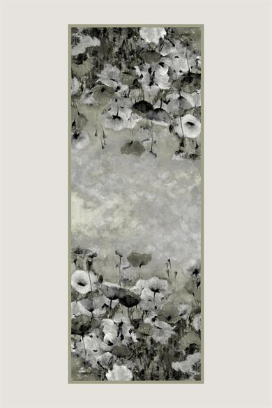 GELİNCİK KREP İPEK ŞAL 70*190 CM - GRİ