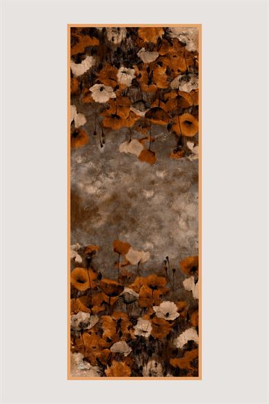 GELİNCİK KREP İPEK ŞAL 70*190 CM - KAHVERENGİ