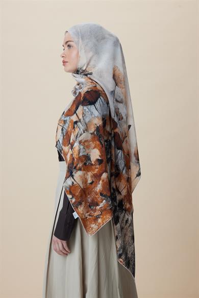 GELİNCİK KREP İPEK ŞAL 70*190 CM - KREM