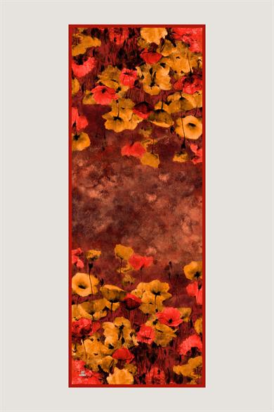 GELİNCİK KREP İPEK ŞAL 70*190 CM - TURUNCU