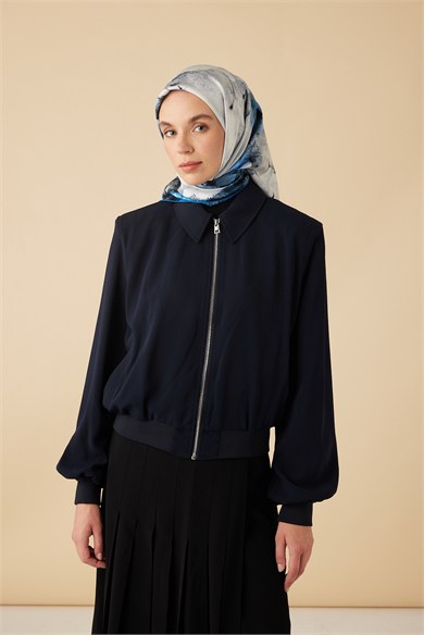 GELİNCİK TİVİL İPEK EŞARP 90*90 CM - MAVİ