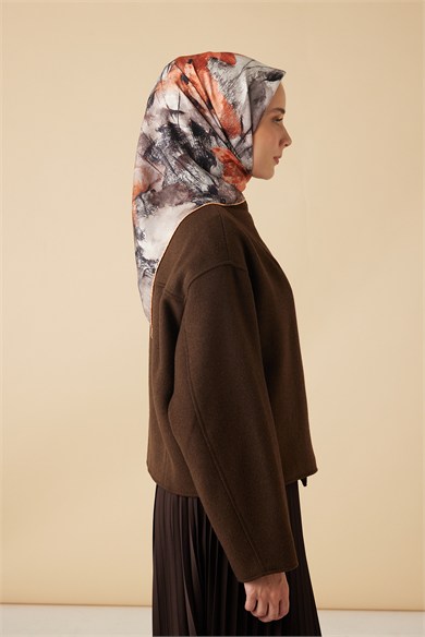 GELİNCİK TİVİL İPEK EŞARP 90*90 CM - TURUNCU