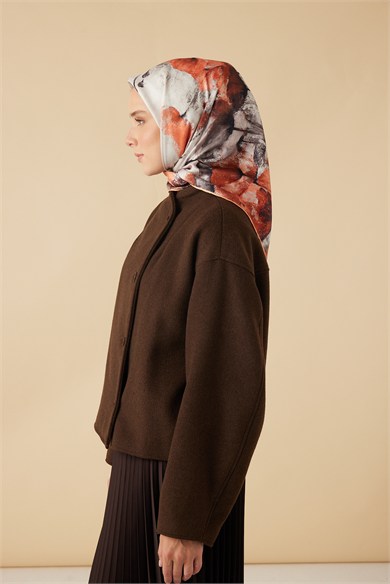 GELİNCİK TİVİL İPEK EŞARP 90*90 CM - TURUNCU