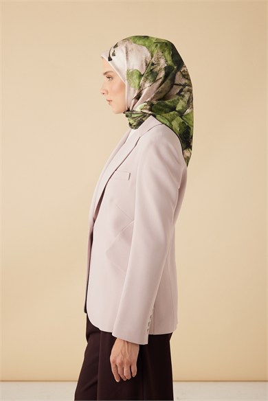 GELİNCİK TİVİL İPEK EŞARP 90*90 CM - YEŞİL