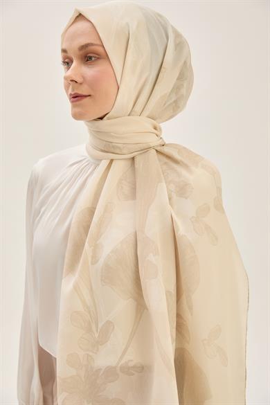 GEM KREP İPEK ŞAL 70*190 CM - BEJ