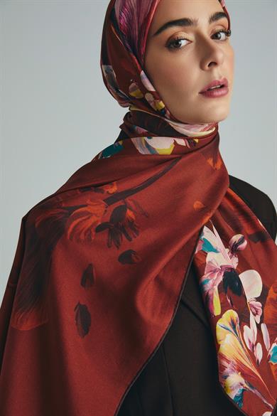 GEM PAMUK İPEK ŞAL 70*190 CM - KAHVERENGİ