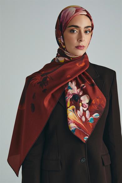 GEM PAMUK İPEK ŞAL 70*190 CM - KAHVERENGİ