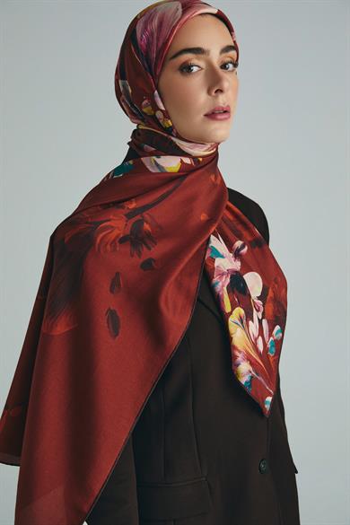 GEM PAMUK İPEK ŞAL 70*190 CM - KAHVERENGİ
