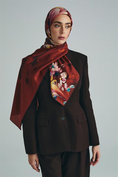 GEM PAMUK İPEK ŞAL 70*190 CM - KAHVERENGİ