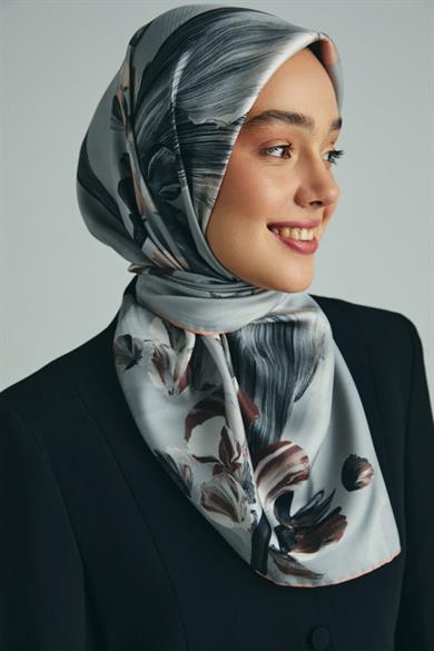 GEM TİVİL İPEK EŞARP 90*90 CM - GRİ